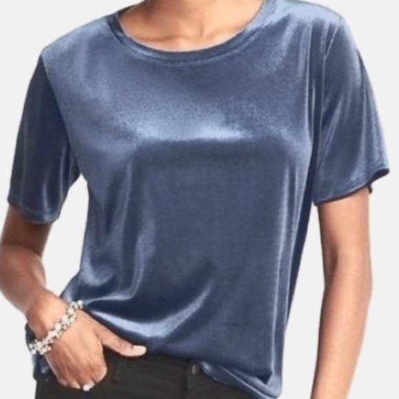 Old Navy Tops - Ice Blue Velvet-like Top